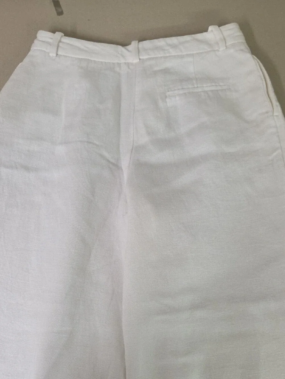 Zara White Textured High-Rise Pants Size MED